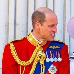 Le prince William, prince de Galles, Catherine (Kate) Middleton, princesse de Galles - Les membres de la famille royale britannique au balcon du Palais de Buckingham lors de la parade militaire "Trooping the Colour" à Londres, Royaume Uni, le 15 juin 2024.