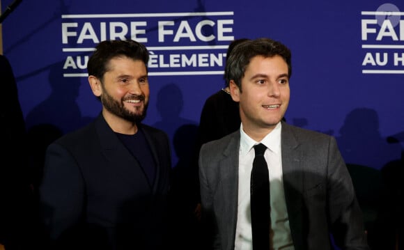 Christophe Beaugrand, Gabriel Attal - G.Attal lance sa fondation "Faire Face", contre le harcèlement scolaire, au Philanthro-Lab à Paris, le 6 novembre 2024. A cette occasion, l'ancien Premier ministre était entouré d'Ophélie Meunier, Béatrice Le Blay, dont le fils Nicolas s'est suicidé en septembre 2023, Elian Potier, ancienne victime, la ministre de l'Éducation Anne Genetet. © Dominique Jacovides / Bestimage