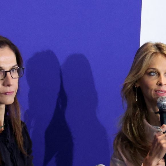 Justine Atlan, Ophélie Meunier - G.Attal lance sa fondation "Faire Face", contre le harcèlement scolaire, au Philanthro-Lab à Paris, le 6 novembre 2024. A cette occasion, l'ancien Premier ministre était entouré d'Ophélie Meunier, Béatrice Le Blay, dont le fils Nicolas s'est suicidé en septembre 2023, Elian Potier, ancienne victime, la ministre de l'Éducation Anne Genetet. © Dominique Jacovides / Bestimage