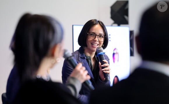 Agathe Auproux - G.Attal lance sa fondation "Faire Face", contre le harcèlement scolaire, au Philanthro-Lab à Paris, le 6 novembre 2024. A cette occasion, l'ancien Premier ministre était entouré d'Ophélie Meunier, Béatrice Le Blay, dont le fils Nicolas s'est suicidé en septembre 2023, Elian Potier, ancienne victime, la ministre de l'Éducation Anne Genetet. © Dominique Jacovides / Bestimage