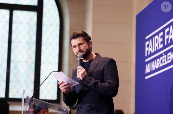 Christophe Beaugrand - G.Attal lance sa fondation "Faire Face", contre le harcèlement scolaire, au Philanthro-Lab à Paris, le 6 novembre 2024. A cette occasion, l'ancien Premier ministre était entouré d'Ophélie Meunier, Béatrice Le Blay, dont le fils Nicolas s'est suicidé en septembre 2023, Elian Potier, ancienne victime, la ministre de l'Éducation Anne Genetet. © Dominique Jacovides / Bestimage