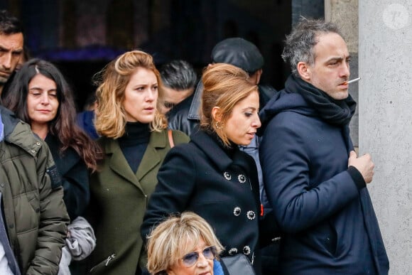 Léa Salamé et son compagnon Raphaël Glucksmann - Obsèques de Sébastien Demorand à la Coupole du crématorium du cimetière du Père-Lachaise à Paris, France, le 31 janvier 2020. 