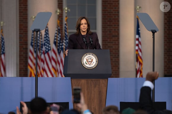 Kamala Harris prononce un discours à l'université Howard après la victoire de Donald Trump à l'élection présidentielle le 6 novembre 2024. © Timothy Wolfer/ZUMA Press Wire / Bestimage