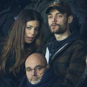 Exclusif - Louis Sarkozy et sa femme Natali Husic - People en tribunes du match de Ligue 1 Uber Eats "PSG contre Reims" (1-1) au Parc des Princes à Paris le 29 janvier 2023. 