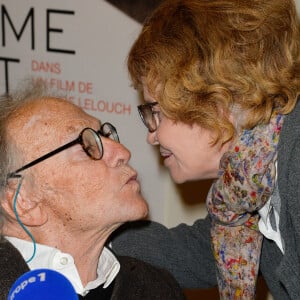 Jean-Louis Trintignant et son ex-femme Nadine Trintignant - People à la projection du film "Un homme et une femme" en version restaurée, pour fêter les 50 ans du film ainsi que les 13 ans de Sophie Dulac Distribution au cinéma L'Arlequin, à Paris, le 6 novembre 2016. © Coadic Guirec/Bestimage 