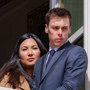 Louis Ducruet et sa femme Marie - Le prince de Monaco fête son anniversaire (66 ans) en famille sur la Place du Palais princier de Monaco, le 14 mars 2024. © Claudia Albuquerque/Bestimage 