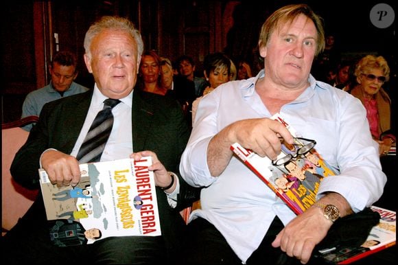 Gérard Depardieu et Philippe Bouvard dans les salons de l'hôtel Raphaël, à Paris, 2007.