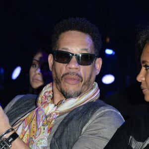 Didier Morville, dit JoeyStarr (Joey Starr) et sa compagne Karine Le Marchand - People au match de boxe "La Conquête" Acte 4 T.Yoka VS C.Leonet au palais des sports de Paris le 7 avril 2018 (Victoire de T.Yoka au 5 ème round) © Pierre Perusseau / Bestimage 