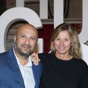 Mounir Bouanani (fondateur du guide Huggy), Sarah Poniatowski - Soirée de lancement du premier guide "Huggy Paris Numéro 1", un guide avec sa sélection des plus belles adresses de la capitale (hôtels, eat&drink, et home), Paris le 9 octobre 2024. © Cyril Moreau/Bestimage