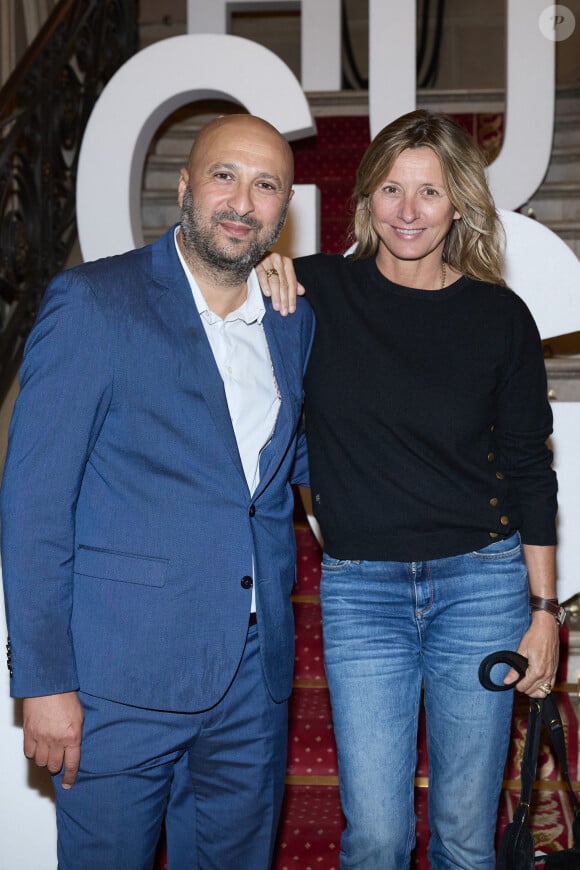 Mounir Bouanani (fondateur du guide Huggy), Sarah Poniatowski - Soirée de lancement du premier guide "Huggy Paris Numéro 1", un guide avec sa sélection des plus belles adresses de la capitale (hôtels, eat&drink, et home), Paris le 9 octobre 2024. © Cyril Moreau/Bestimage