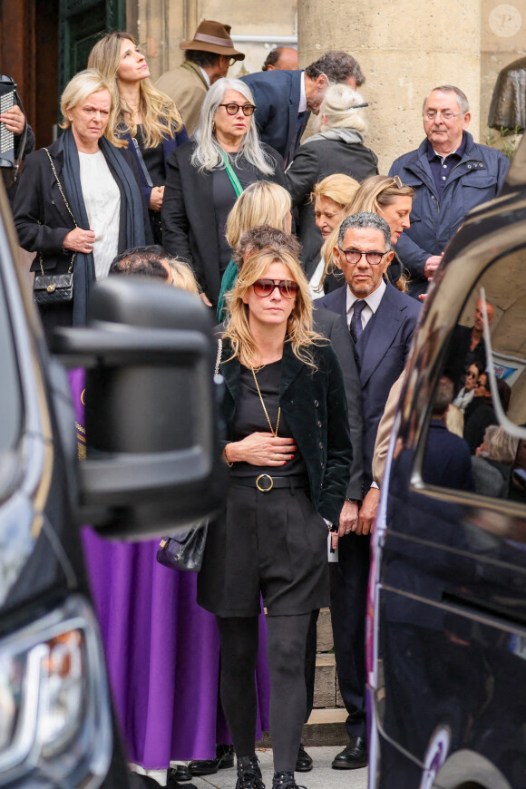 Sarah Poniatowski et son compagnon Roschdy Zem - Sorties des obsèques du prince Jean-Stanislas Poniatowski en l'Eglise polonaise à Paris, France, le 29 avril 2024. © Jacovides-Moreau/Bestimage