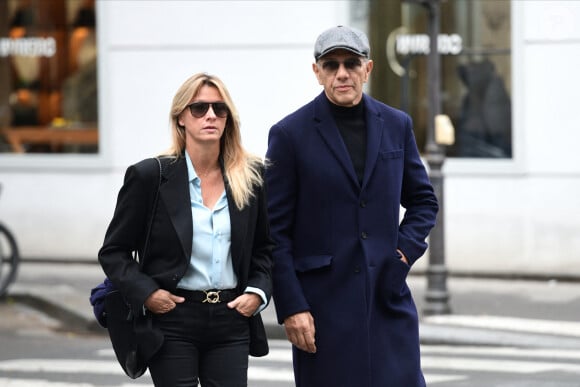 Exclusif - Sarah Poniatowski (Lavoine) et son compagnon Roschdy Zem - Hommage à la chanteuse Dani en l'église Saint-Roch à Paris le 1er octobre 2022.