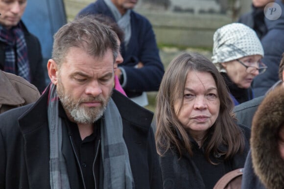 Clovis Cornillac, Myriam Boyer lors de la cérémonie d'obsèques de l'actrice française Anna Karina à l'église du Père Lachaise à Paris, France, le 21 décembre 2019. Photo par Nasser Berzane/ABACAPRESS.COM