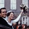 Margrethe II de Danemark (photo : lors de son mariage, en 1967) fêtera le 16 avril ses 70 ans : après avoir inauguré une exposition de ses peintures, elle a procédé à l'arrivée aux flambeaux de la famille royale à Fredensborg !