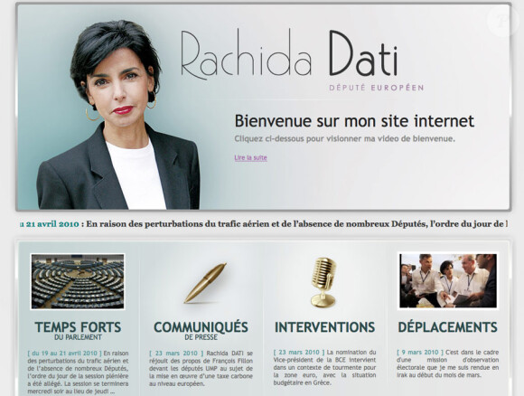 Le site Internet de Rachida Dati