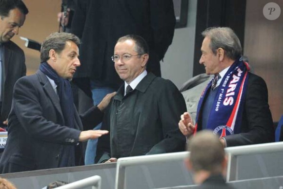 Nicolas Sarkozy et Bertrand Delanoë assistent au match PSG-Monaco en finale de la Coupe de France au Stade de France