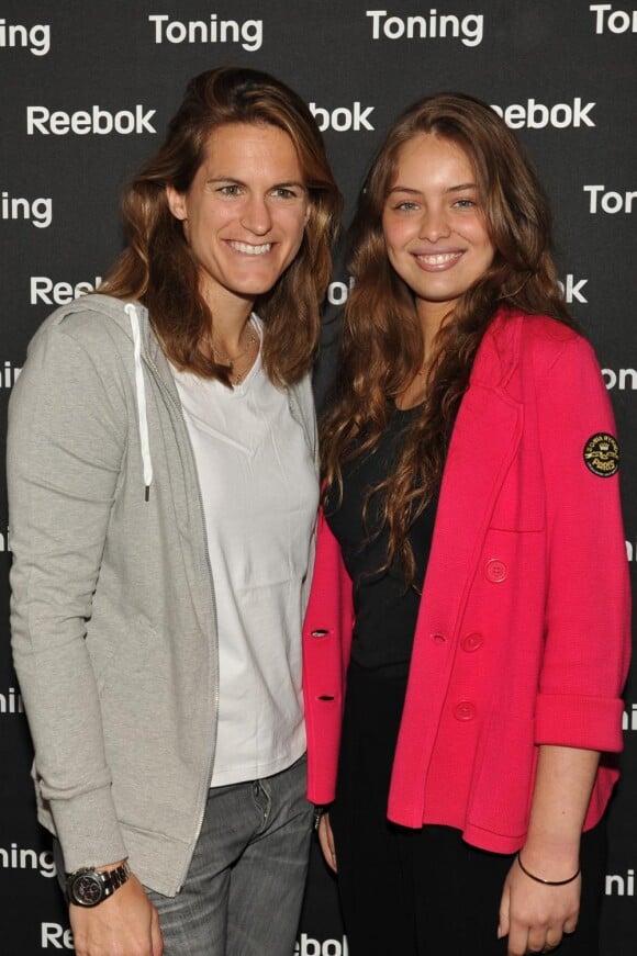 Amélie Mauresmo et Marie-Ange Casta au lancement de la collection Toning, de Reebok. 18/05/2010