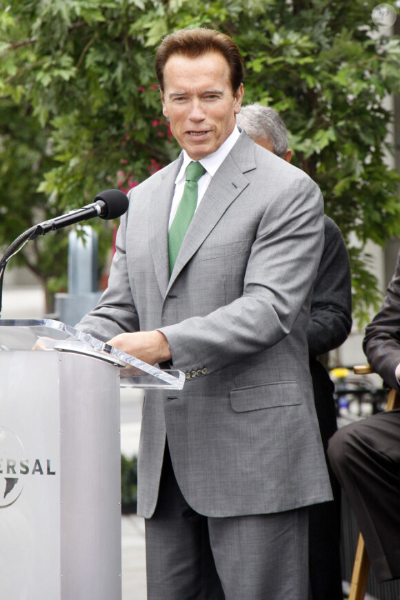 Arnold Schwarzenegger lors de l'inauguration des décors reconstituant New-York à Universal Studios en Californie le 27 mai 2010