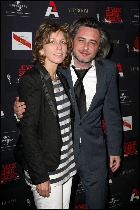 Pascale Clark et Nicolas Rey, à l'occasion de la grande soirée AZ, qui s'est tenue au VIP Room Theatre, à Paris, le 3 juin 2010.