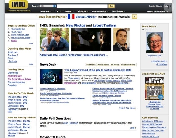 Page d'acceuil IMDb.com
