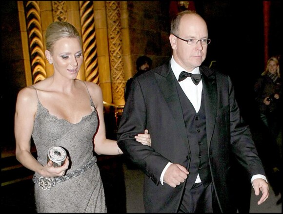 Albert Grimaldi et Charlene Wittstock, le 21 octobre 2009, arrivent à la soirée Princesse Grace Awards. New York City