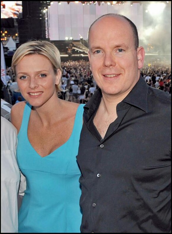 Albert Grimaldi et Charlene Wittstock au Monaco Live, le 5 juillet 2008.