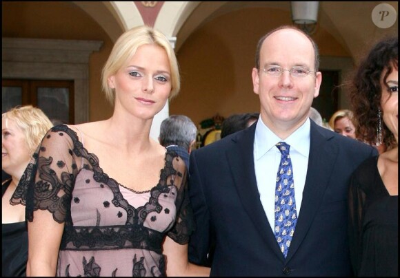 Albert Grimaldi et Charlene Wittstock, le 13 juin 2007, lors d'une réception prestigieuse donnée au Palais de Monaco.