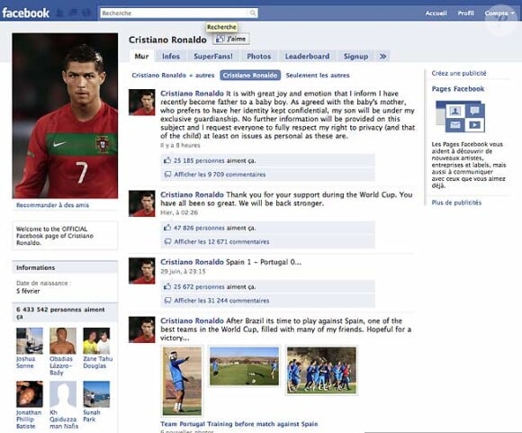 Facebook de Cristiano Ronaldo