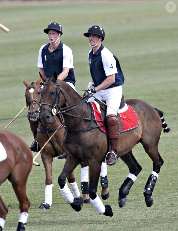 Le prince William et Harry à un match de polo