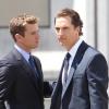 Matthew McConaughey et Ryan Phillippe sur le tournage du film The Lincoln Lawyer le 16 juillet 2010 à Los Angeles