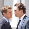 Matthew McConaughey et Ryan Phillippe sur le tournage du film The Lincoln Lawyer le 16 juillet 2010 à Los Angeles