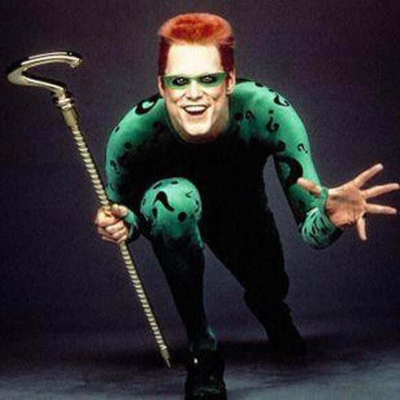 Jim Carrey dans le rôle de L'homme-mysère dans Batman Forever, en 1995.