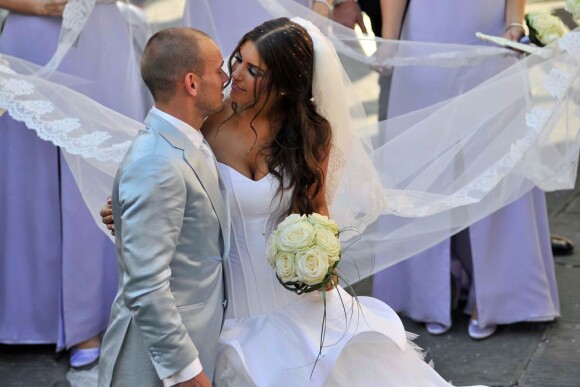 Mariage de Wesley Sneijder et Yolanthe Cabau van Kasbergen, le 17 juillet 2010, à Castelnuovo (Toscane).
