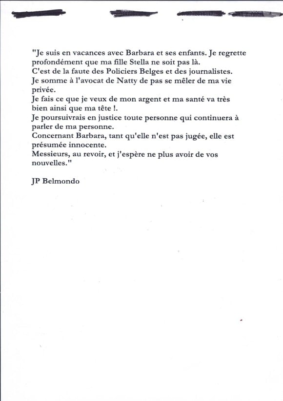 L'étrange communiqué de Jean-Paul Belmondo....