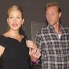 Christina Applegate et son fiancé Martyn Lenoble à la sortie du show de Jimmy Kimmel à Los Angeles le 27/07/10
