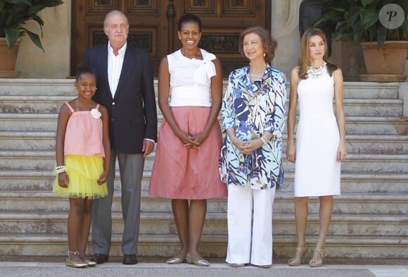 Michelle Obama, Sasha Obama et la famille royale d'Espagne dont la belle Letizia à Palma de Majorque le 8 août 2010