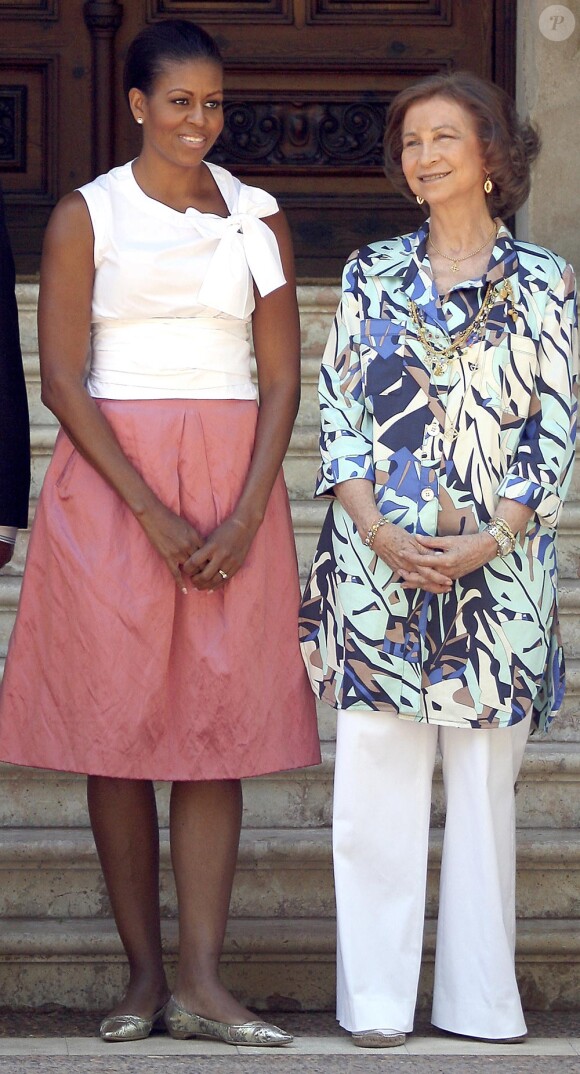 Michelle Obama, Sasha Obama et la famille royale d'Espagne dont la belle Letizia à Palma de Majorque le 8 août 2010