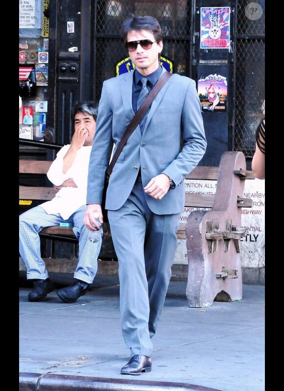 Matthew Settle sur le tournage de Gossip Girl à New York, le 30 août 2010