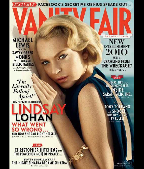 Lindsay Lohan en couverture du magazine Vanity Fair du mois d'octobre 2010