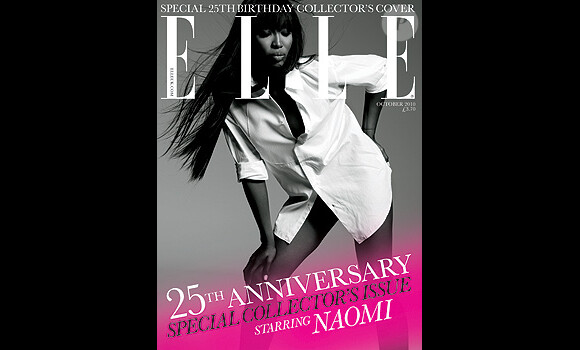 Naomi Campbell en couverture d'une des éditions "collector" du ELLE UK du mois d'octobre 2010