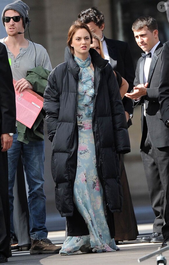 Leighton Meester lors du tournage de Gossip Girl à New York, le 20 septembre 2010
