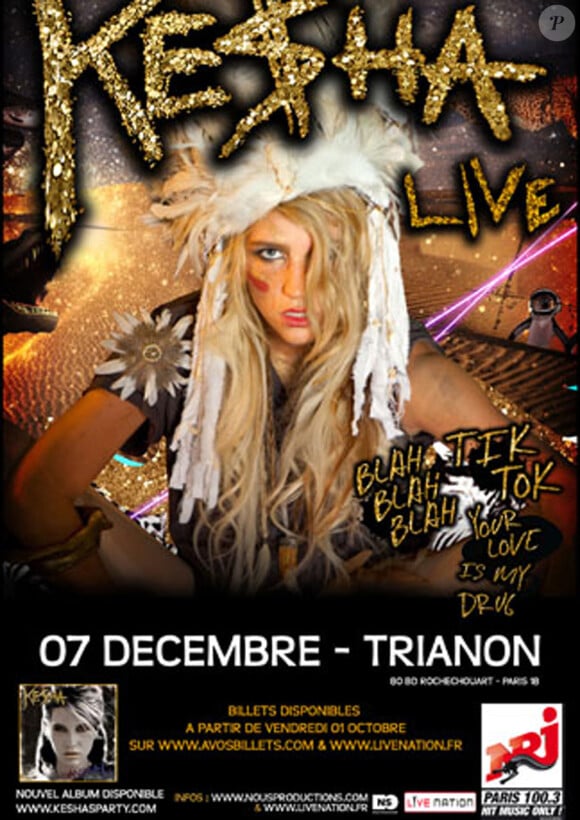 Kesha en concert à Paris, le 7 décembre 2010