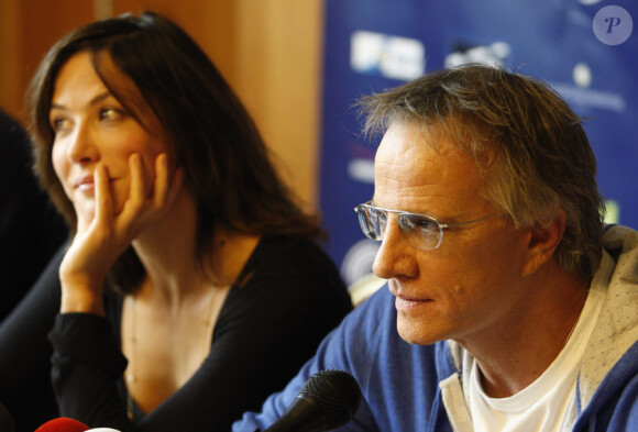 Sophie Marceau et Christophe Lambert lors d'une conférence de presse du festival du film Molodist à Kiev en Ukraine le 23 octobre 2010