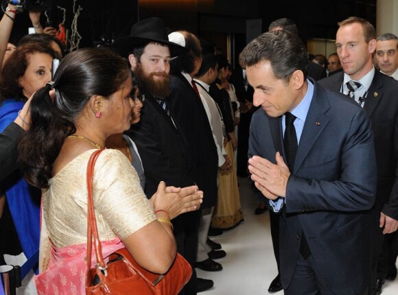 Nicolas Sarkozy lors d'un hommage rendu aux victimes des attentats de Bombay en 2008, le 7 décembre 2010.