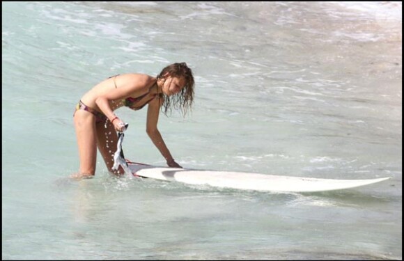 Le magnifique top model Daria Werbowy sur une plage de Saint-Barth', en novembre 2010.