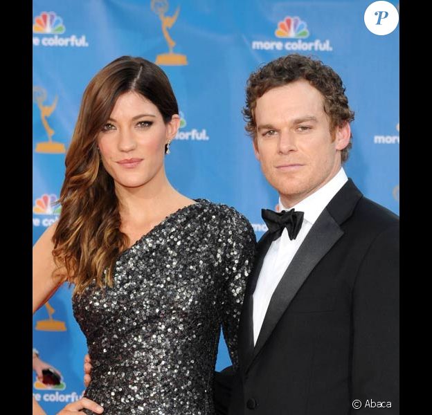 Michael C. Hall et sa femme Jennifer Carpenter posent lors des Emmy Awards en septembre 2009