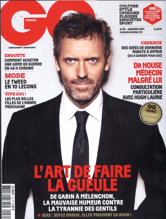 Hugh Laurie en couverture de GQ, en kiosque le 15 décembre 2010