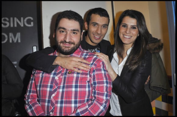 Mouloud Achour, Mustapha El Atrassi et Karine Ferri lors du spectacle de Mustapha El Atrassi à la Cigale le 21 décembre 2010