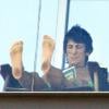 Ronnie Wood sur le balcon de sa chambre d'hôtel de Rio de Janeiro, le 9 janvier 2010
