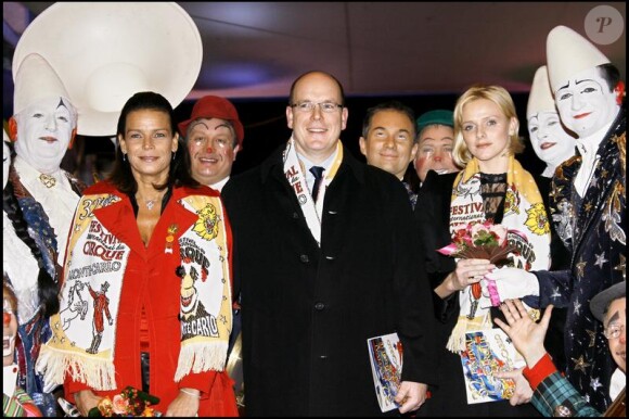 Stéphanie, Albert de Monaco et Charlene Wittstock à l'ouverture du Festival International du cirque de Monte-Carlo en 2008